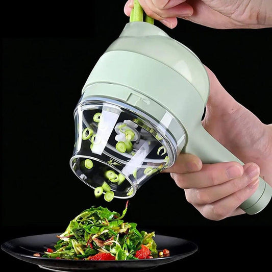 4 in 1 Electric Handheld Cooking Hammer Vegetable Cutter Set Food Chopper Multifunction Vegetable Fruit Slicer,for Garlic Pepper Chili Onion Celery Ginger Meat with Brush.